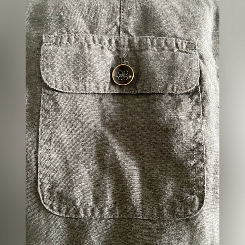 Talbots Olive Green Pure Irish Linen Pencil Skirt Size 6 Drawstring Utility - Picture 8 of 9